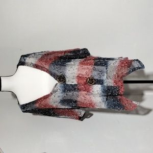 Frazzle Red, White & Blue Coverup or Top w/Large Buttons Size XL